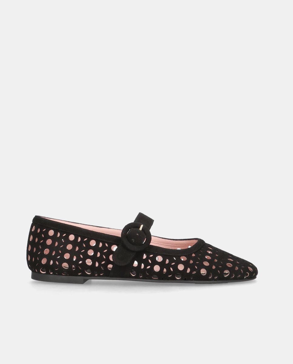 Bailarinas georgia de mujer en ante perforado - Pretty Ballerinas - Negro Negro-1