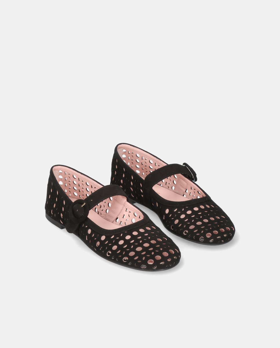 Bailarinas georgia de mujer en ante perforado - Pretty Ballerinas - Negro Negro-3