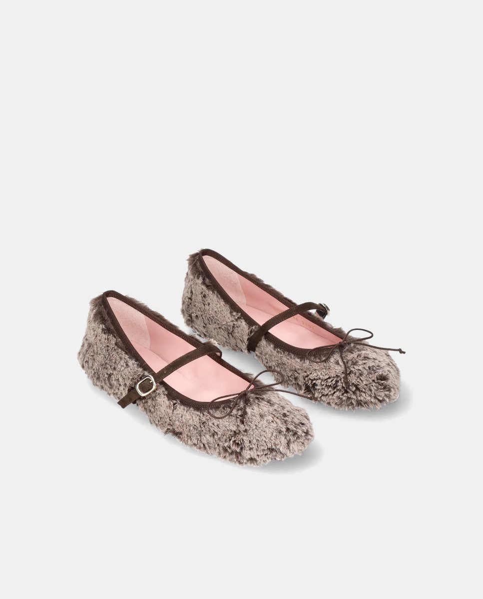 Bailarinas nicole de mujer en tejido efecto pelo - Pretty Ballerinas - Marrón Marrón-3
