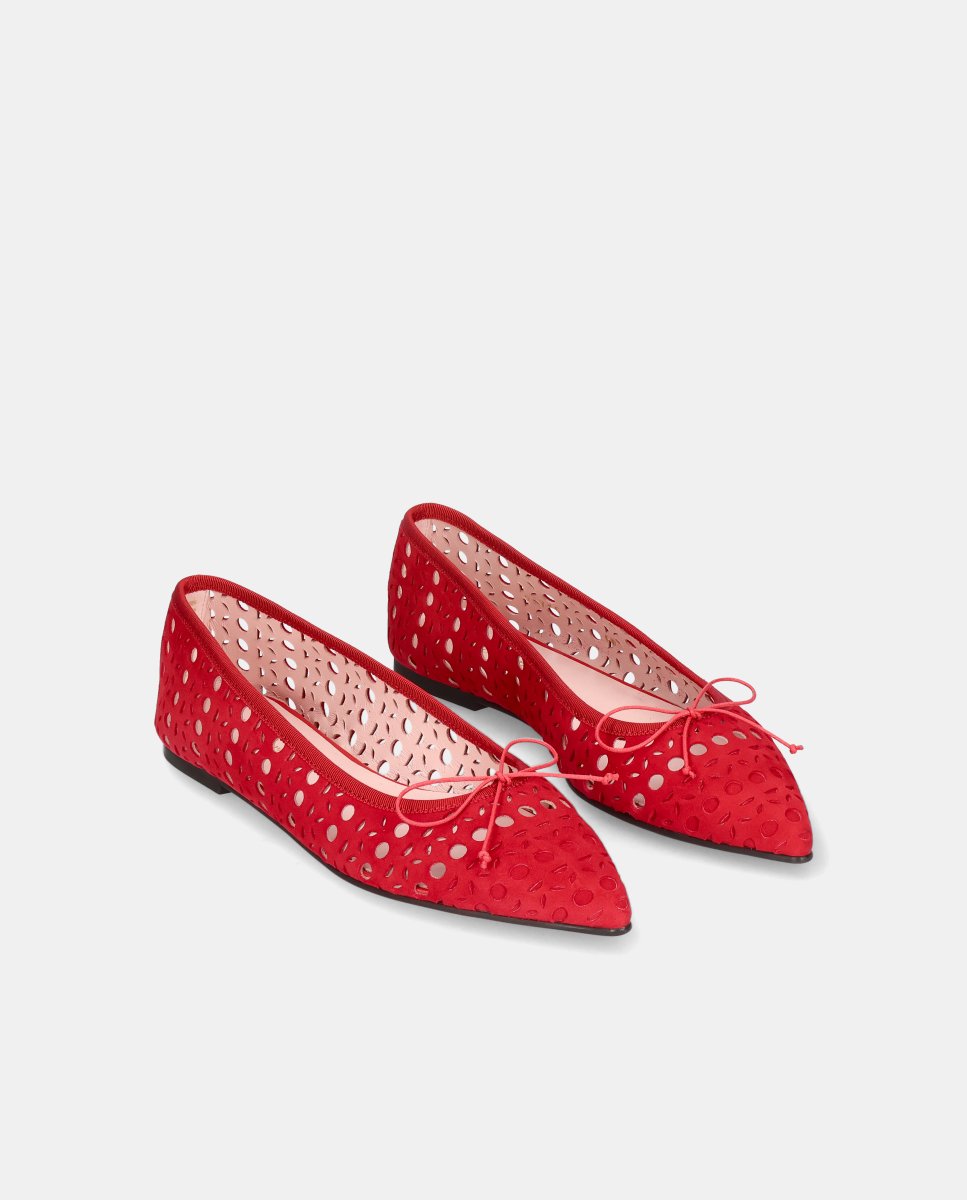 Bailarinas paris de mujer en ante perforado - Pretty Ballerinas - Rojo Rojo-3