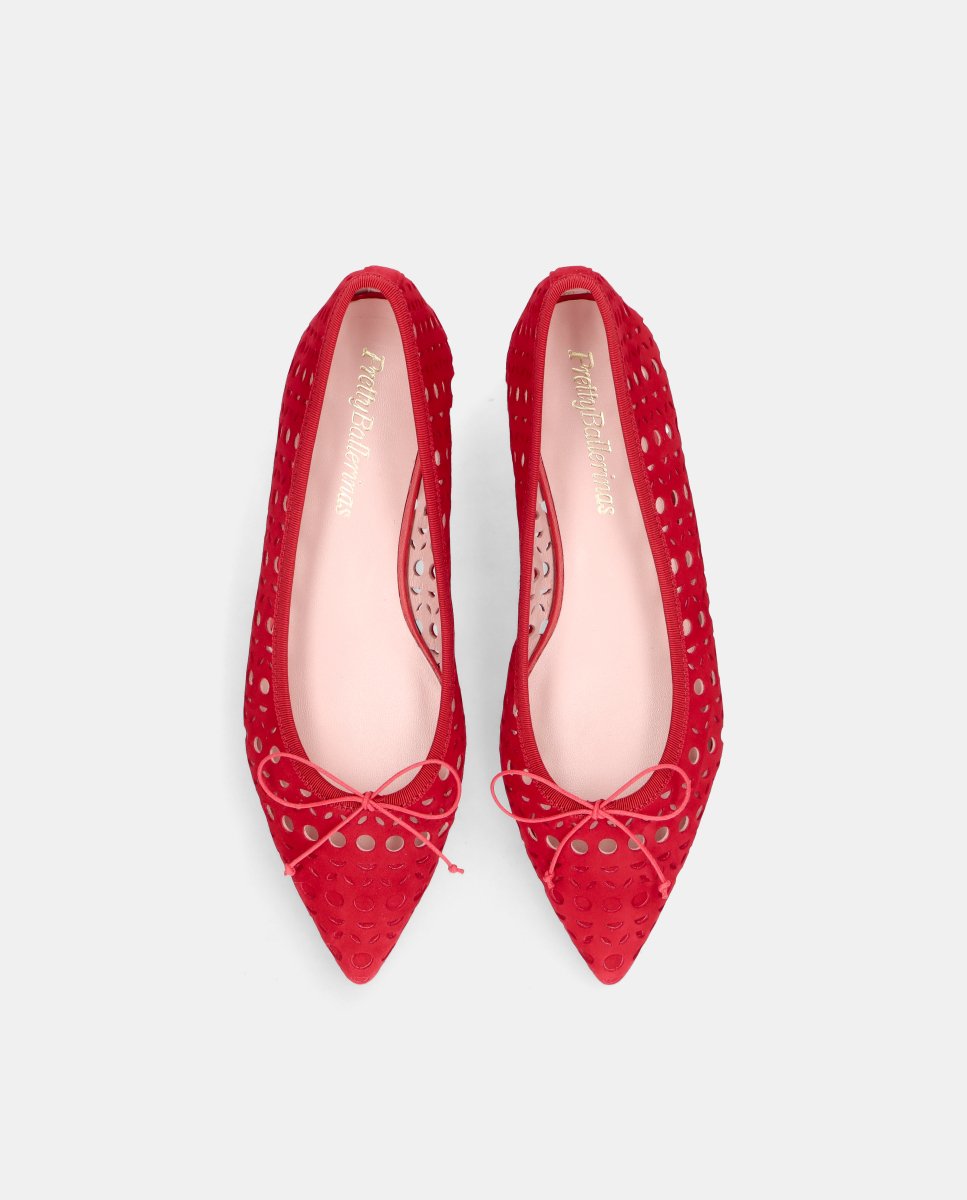 Bailarinas paris de mujer en ante perforado - Pretty Ballerinas - Rojo Rojo-2