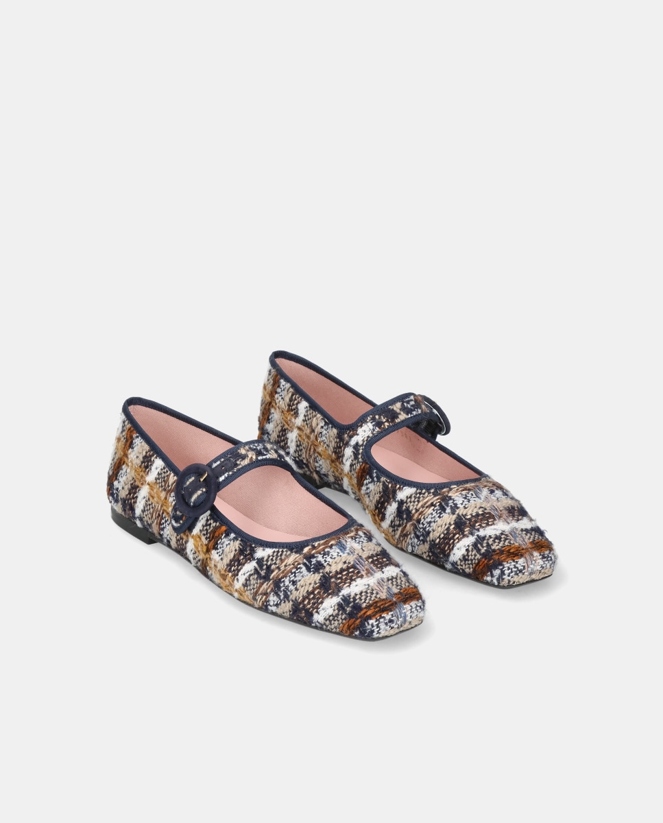 Bailarinas camille de mujer en tweed multicolor - Pretty Ballerinas - Azul Azul-3
