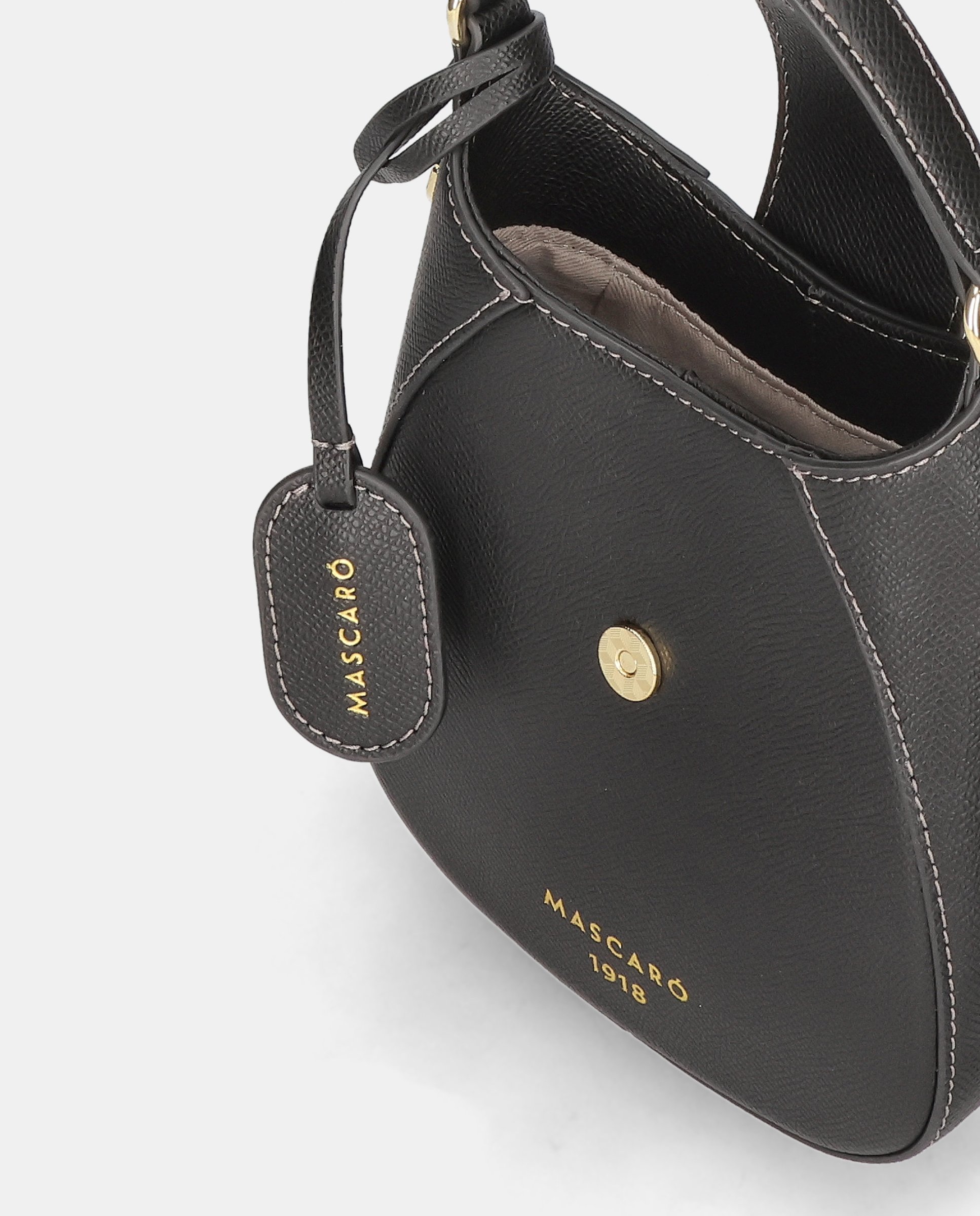 Bolso mini de mujer en piel con asa ajustable - Mascaró - Negro Negro-2