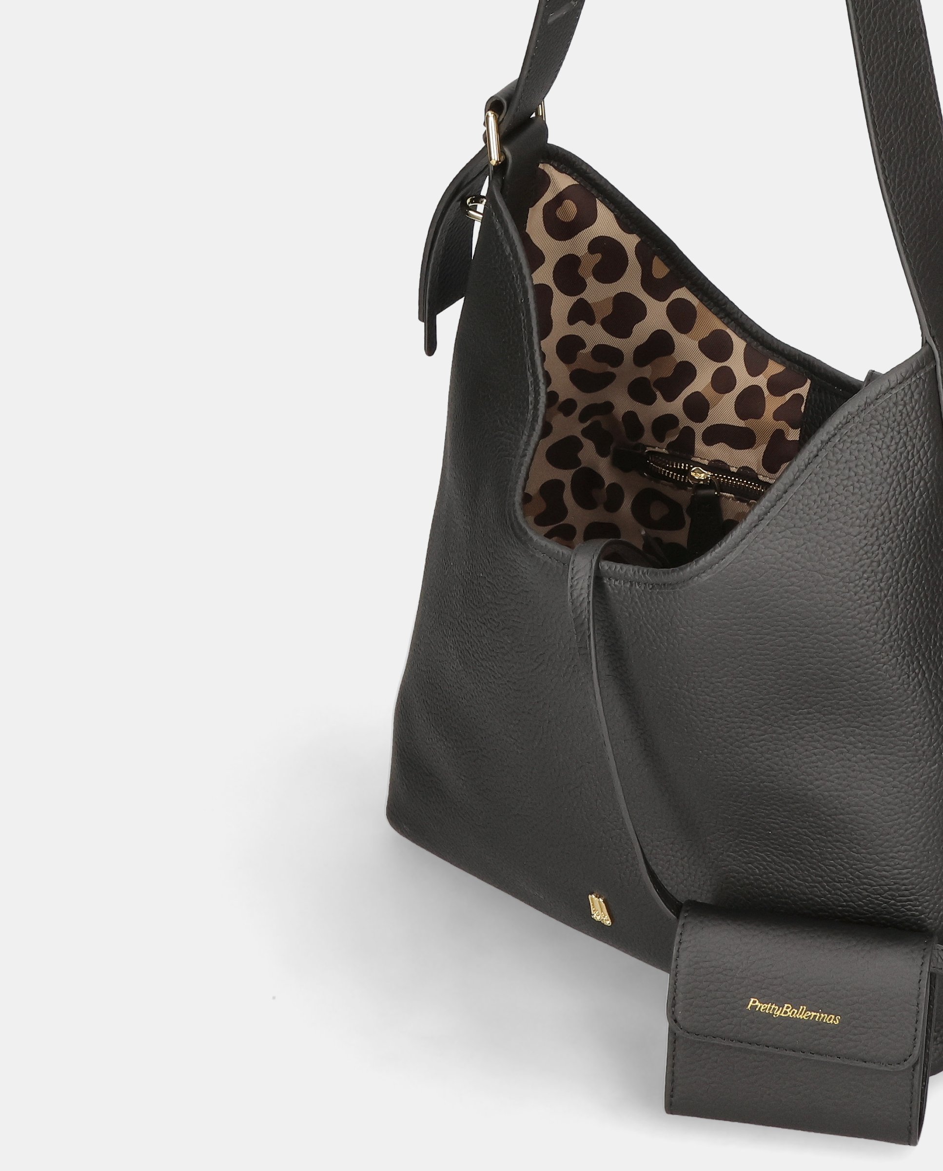 Bolso de hombro de mujer en piel granulada - Pretty Ballerinas - Negro Negro-2
