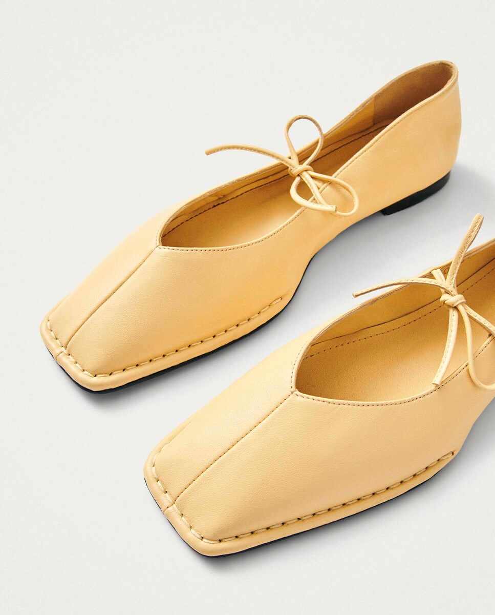 Bailarina Zapatos Amarillos Piel Bailarinas De Mujer Piel Con