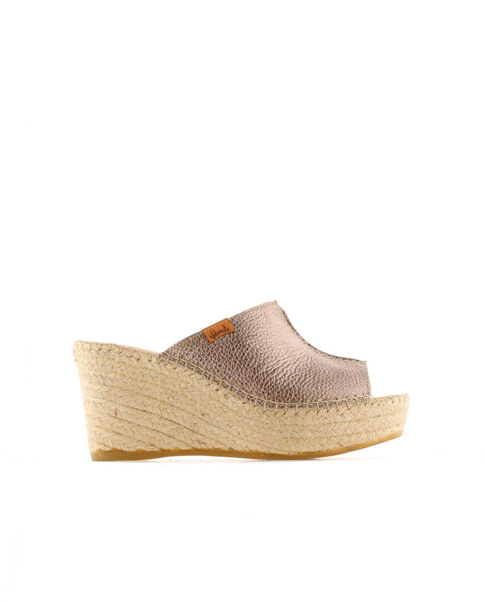 Alpargatas de cuña de mujer de piel destalonadas · Vidorreta · El