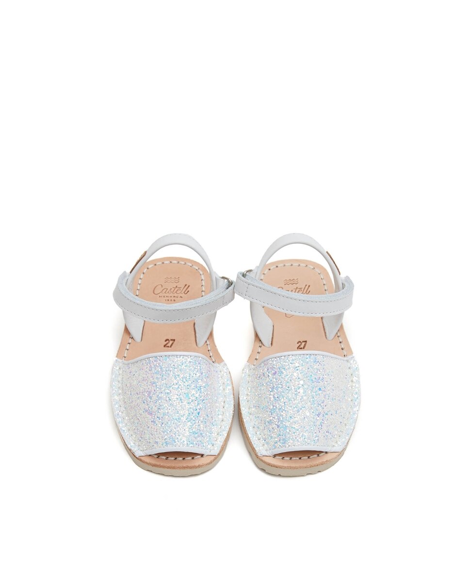 Menorquinas de niña con glitter - CASTELL MENORCA - Blanco brillo Blanco brillo-3