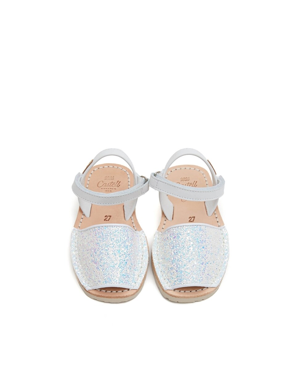 Menorquinas de niña de piel con glitter · CASTELL MENORCA · El