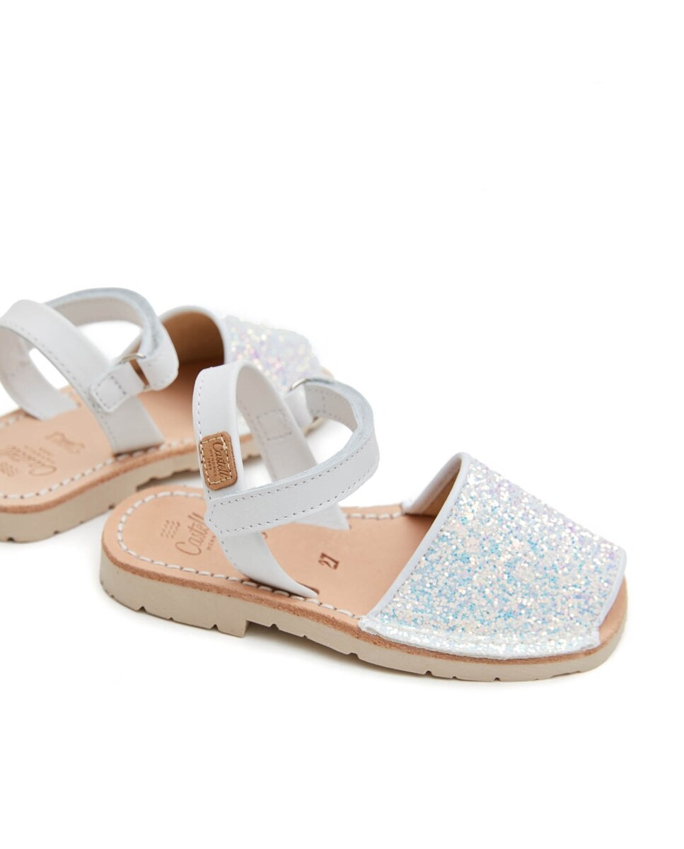 Menorquinas de niña con glitter - CASTELL MENORCA - Blanco brillo Blanco brillo-4