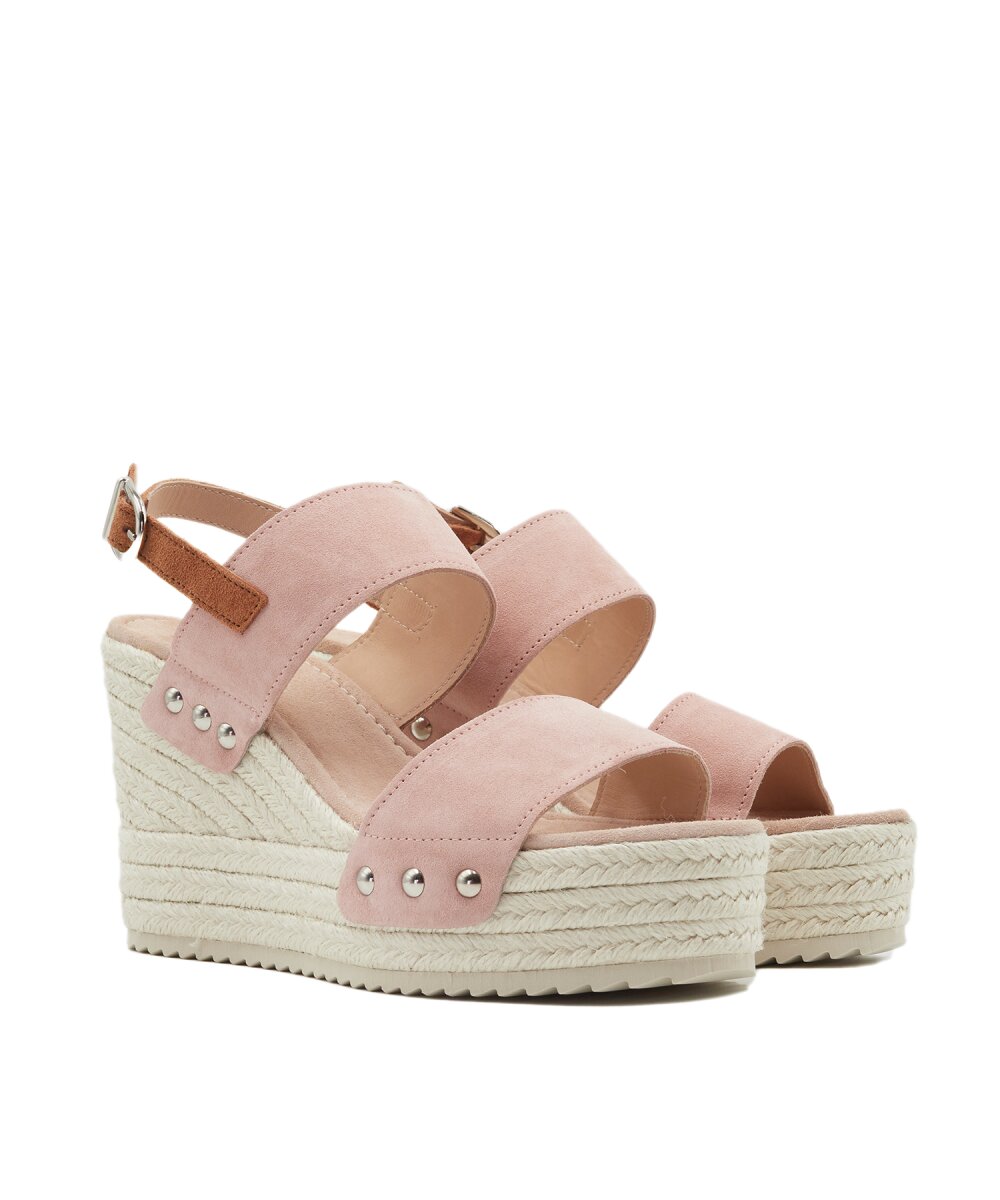 Sandalias de cuña atada rosa - CASTELL MENORCA - Rosa claro Rosa claro-3