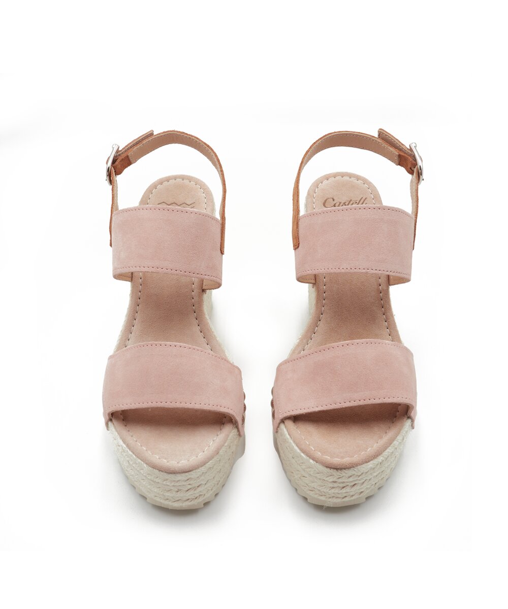 Sandalias de cuña atada rosa - CASTELL MENORCA - Rosa claro Rosa claro-2
