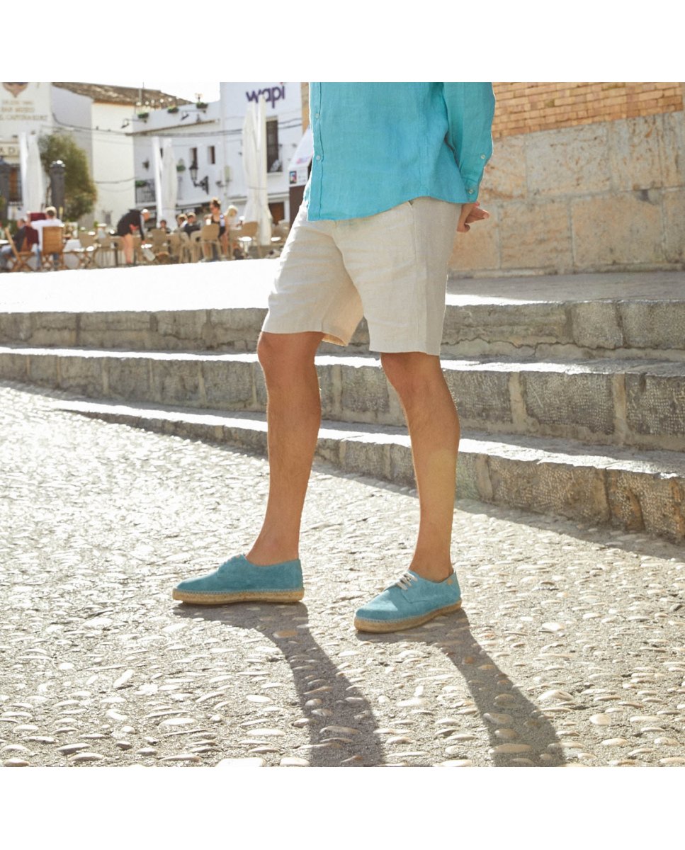 Imagen 2 de Alpargatas unisex de yute con cordones - CASTELL MENORCA - Azul / Verde Azul / Verde