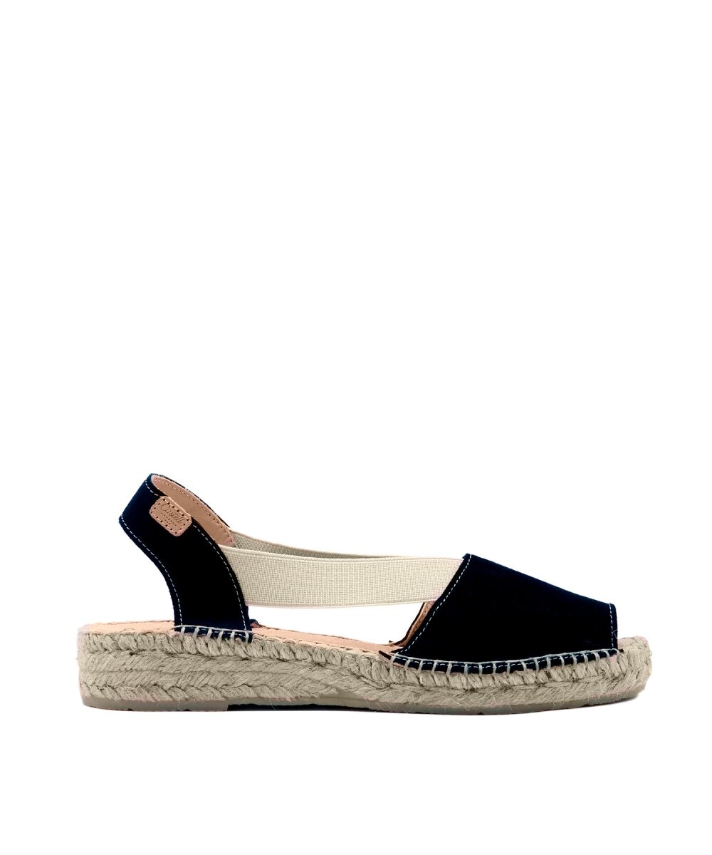 Alpargatas planas de mujer con elástico - CASTELL MENORCA - Negro Negro-1