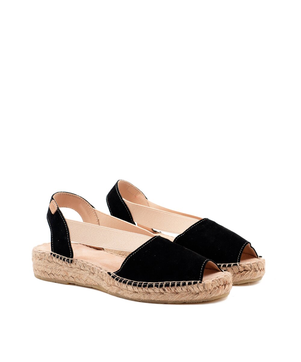 Alpargatas planas de mujer con elástico - CASTELL MENORCA - Negro Negro-3
