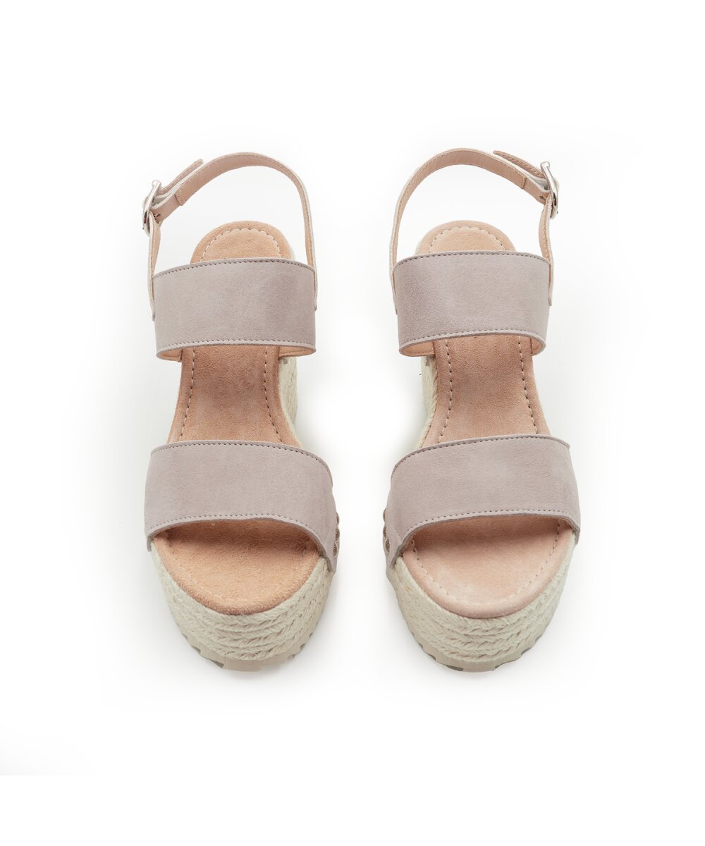 Sandalias de cuña de mujer de ante - CASTELL MENORCA - Gris Gris-2