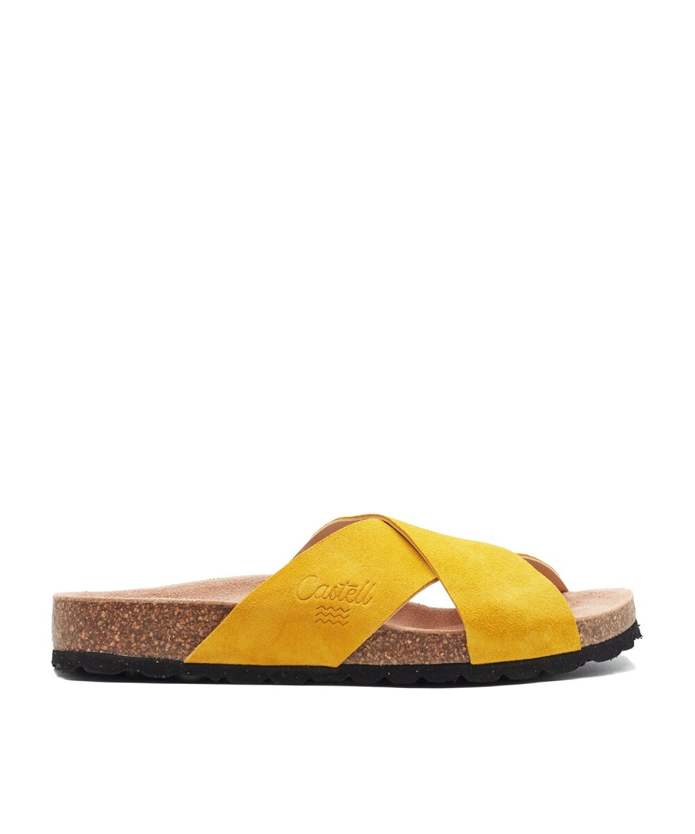 Sandalias de mujer de tiras cruzadas amarillas - CASTELL MENORCA - Amarillo Amarillo-1