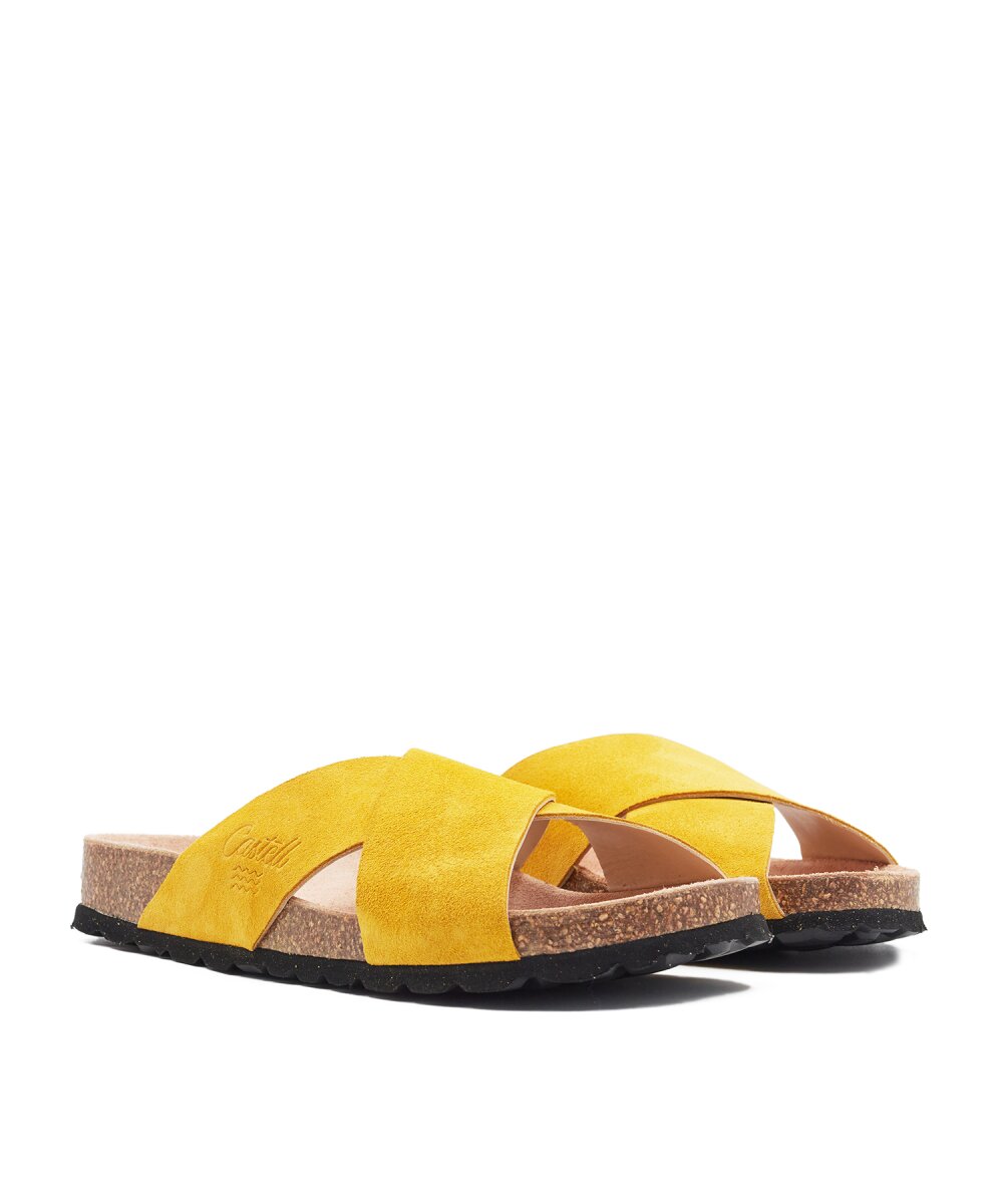 Sandalias de mujer de tiras cruzadas amarillas - CASTELL MENORCA - Amarillo Amarillo-4