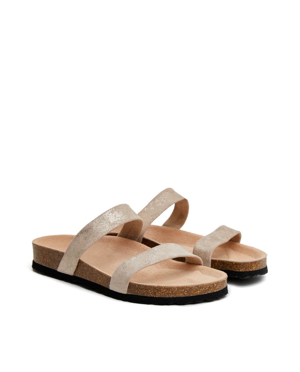 Sandalias de mujer con tiras metalizadas - CASTELL MENORCA - Plata Plata-4