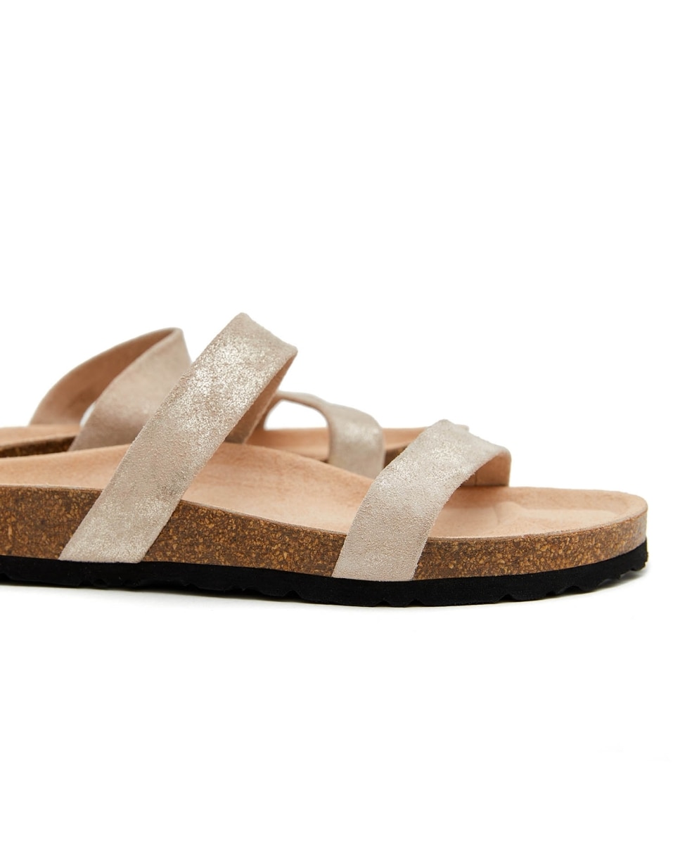Sandalias de mujer con tiras metalizadas - CASTELL MENORCA - Plata Plata-3