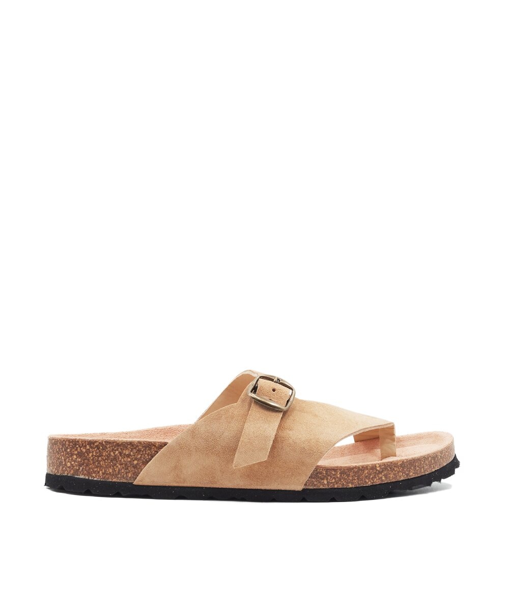 Sandalias de dedo de mujer con hebilla - CASTELL MENORCA - Marrón claro Marrón claro-1