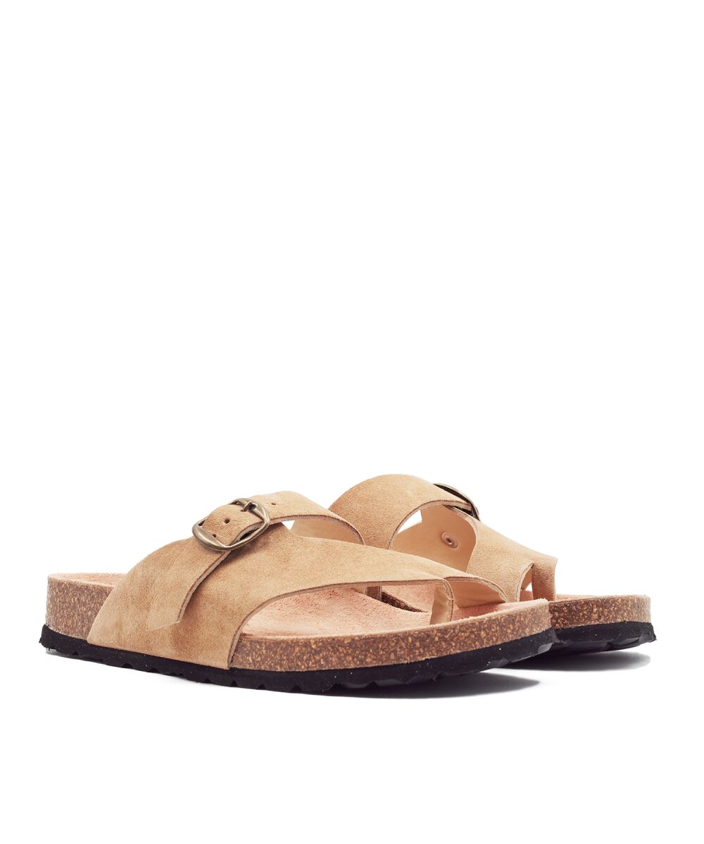Sandalias de dedo de mujer con hebilla - CASTELL MENORCA - Marrón claro Marrón claro-3