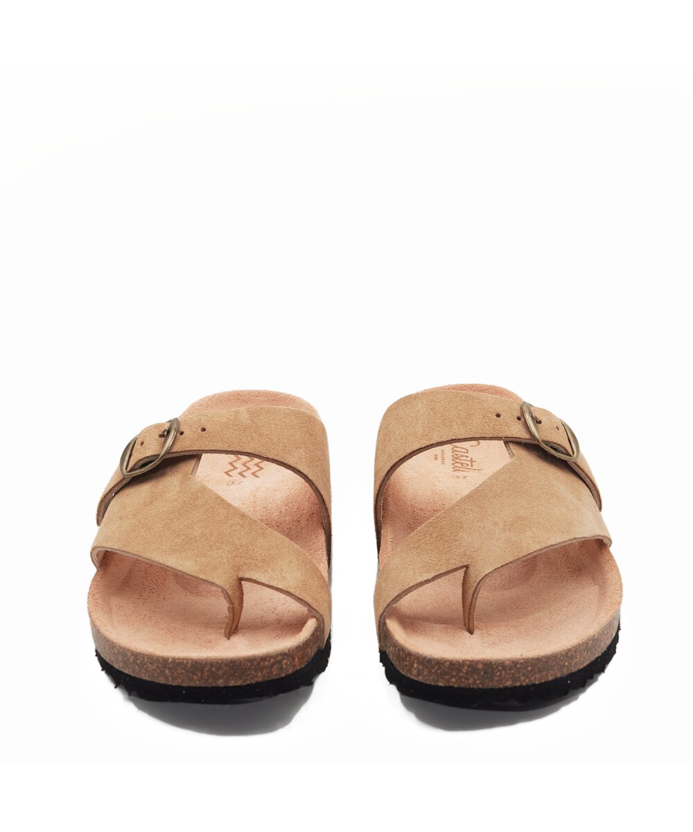 Sandalias de dedo de mujer con hebilla - CASTELL MENORCA - Marrón claro Marrón claro-2