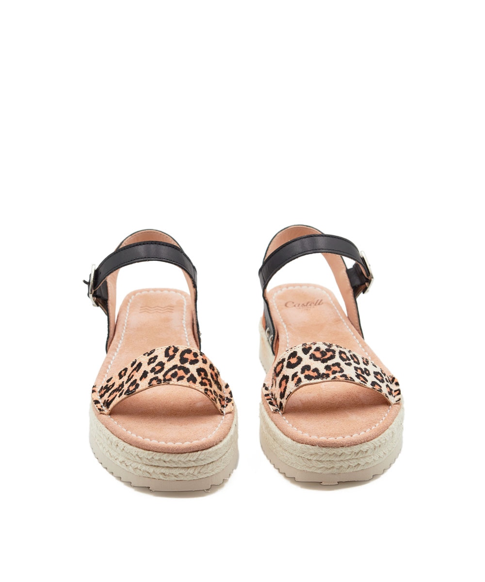 Sandalias planas de mujer de piel con animalprint - CASTELL MENORCA - Estampado Estampado-3