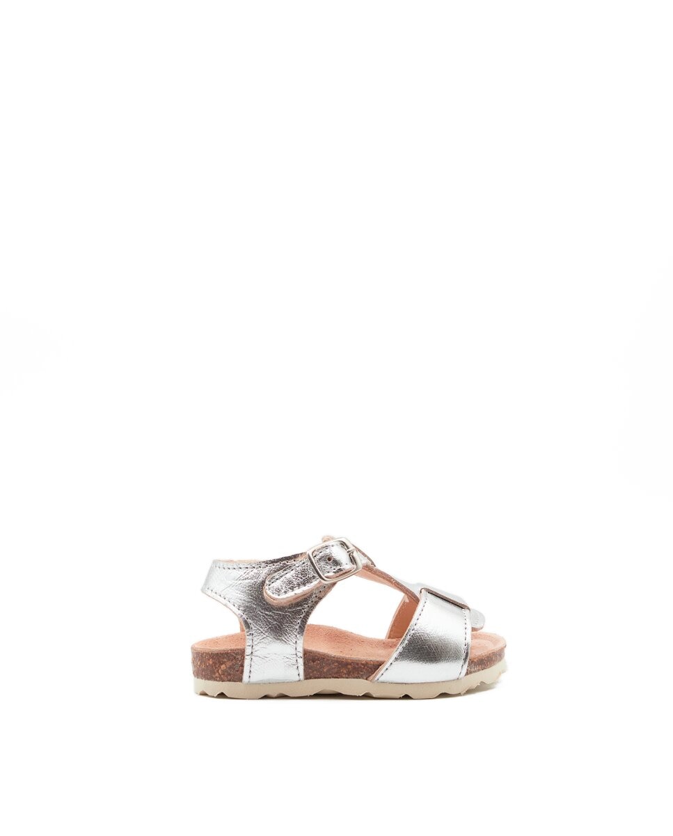 Sandalias de bebés de piel color plata - CASTELL MENORCA - Plata metalizada Plata metalizada-1