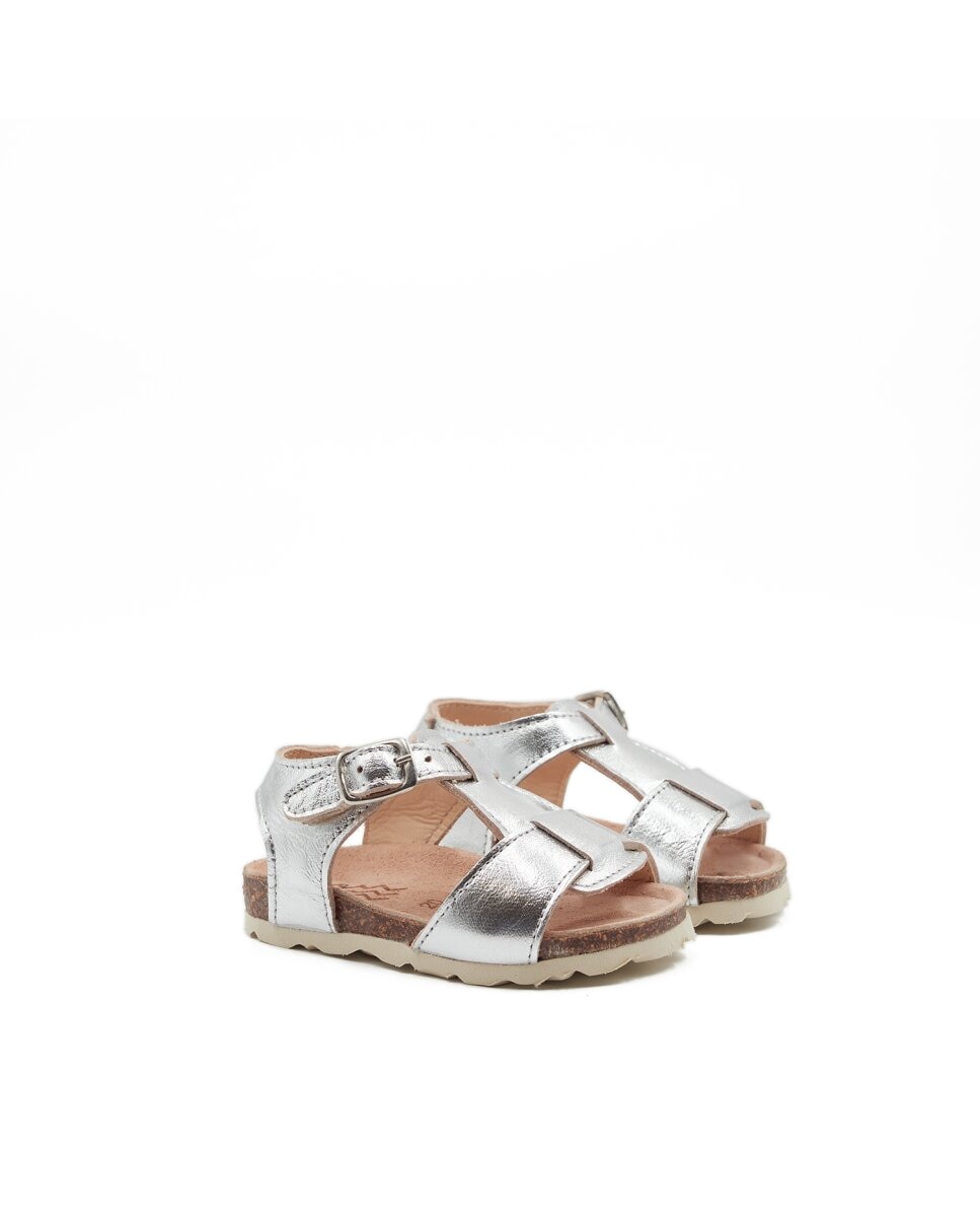 Sandalias de bebés de piel color plata - CASTELL MENORCA - Plata metalizada Plata metalizada-2