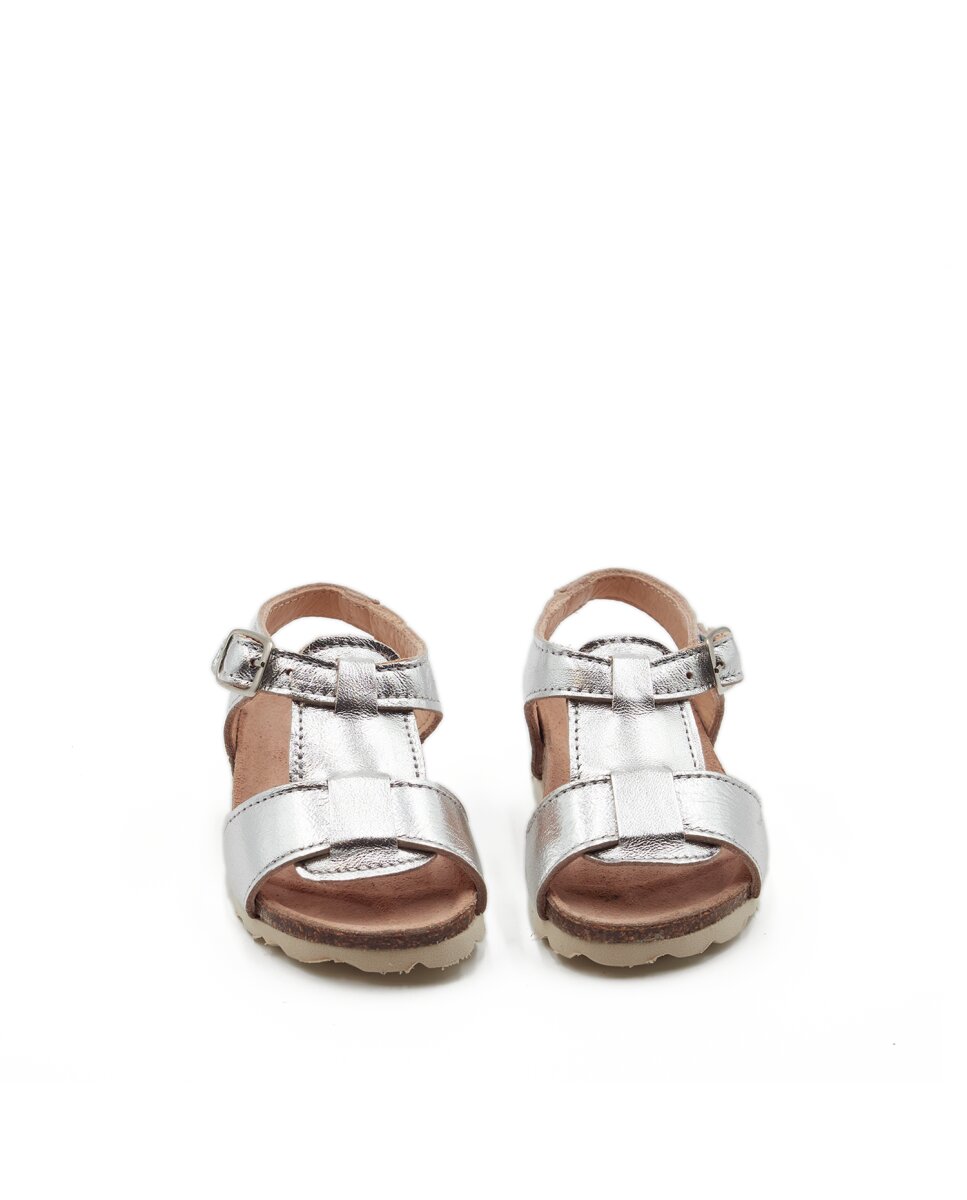 Sandalias de bebés de piel color plata - CASTELL MENORCA - Plata metalizada Plata metalizada-3
