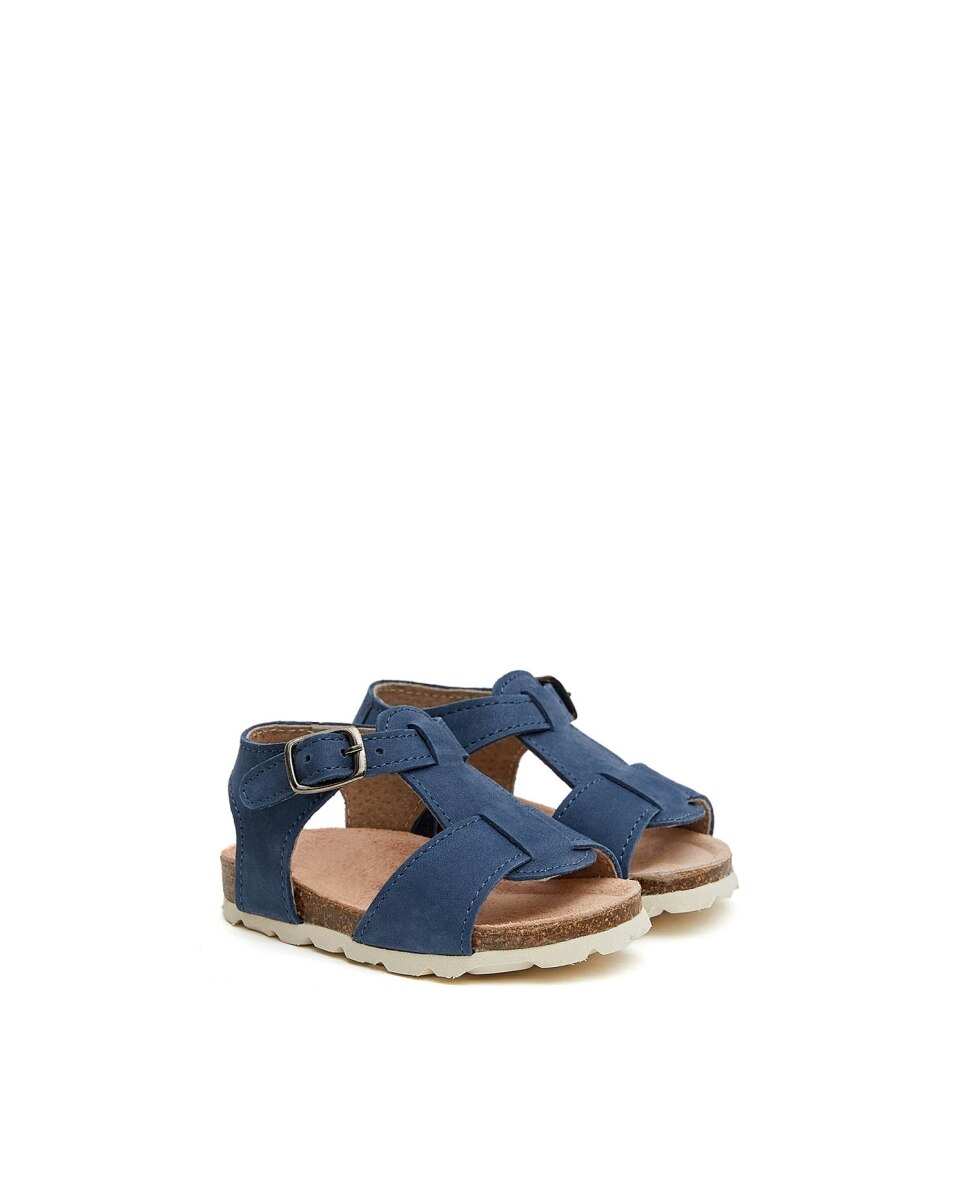 Sandalias de bebés en piel color - CASTELL MENORCA - Azul Azul-2