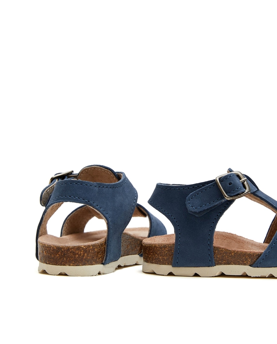 Sandalias de bebés en piel color - CASTELL MENORCA - Azul Azul-3