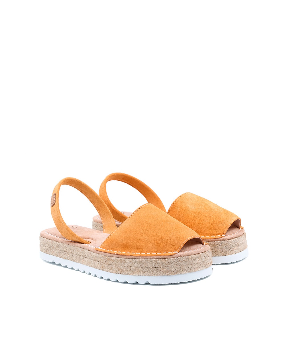 Menorquinas de mujer con plataforma y suela yute - CASTELL MENORCA - Naranja Naranja-2