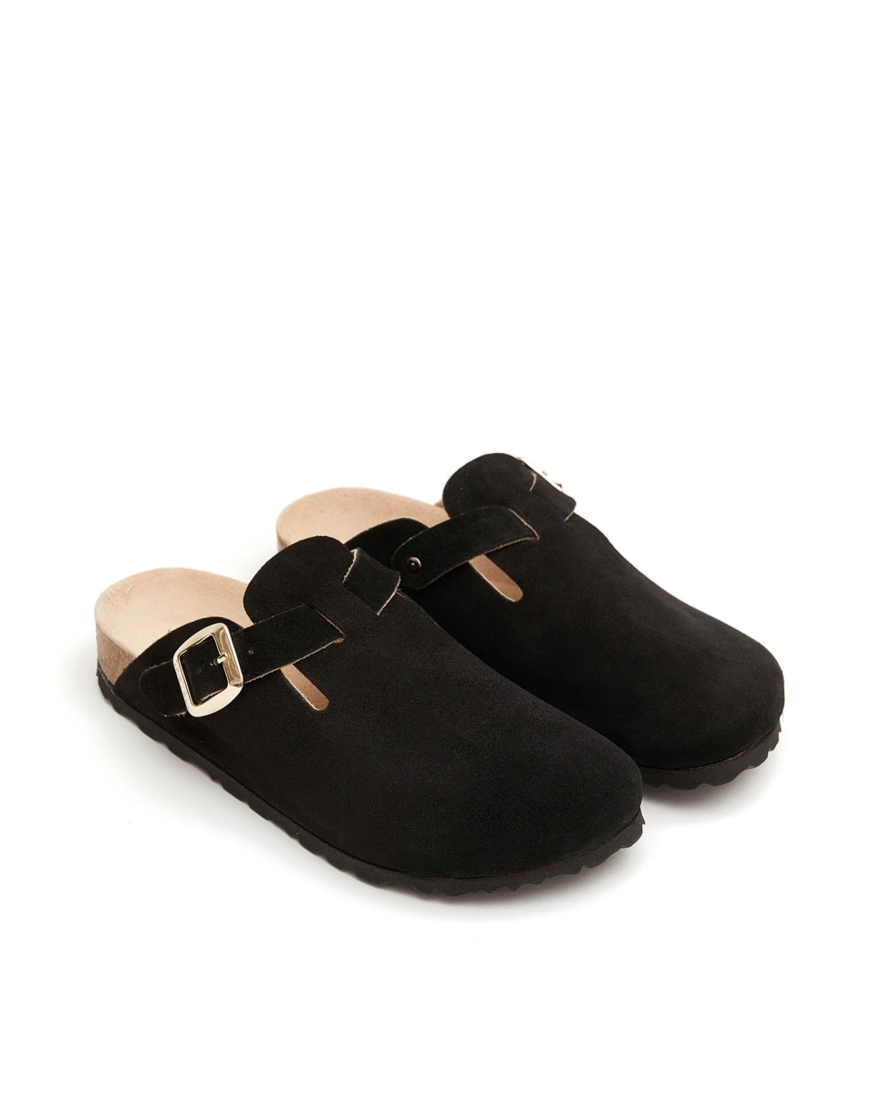 Zuecos de mujer en serraje - CASTELL MENORCA - Negro Negro-2