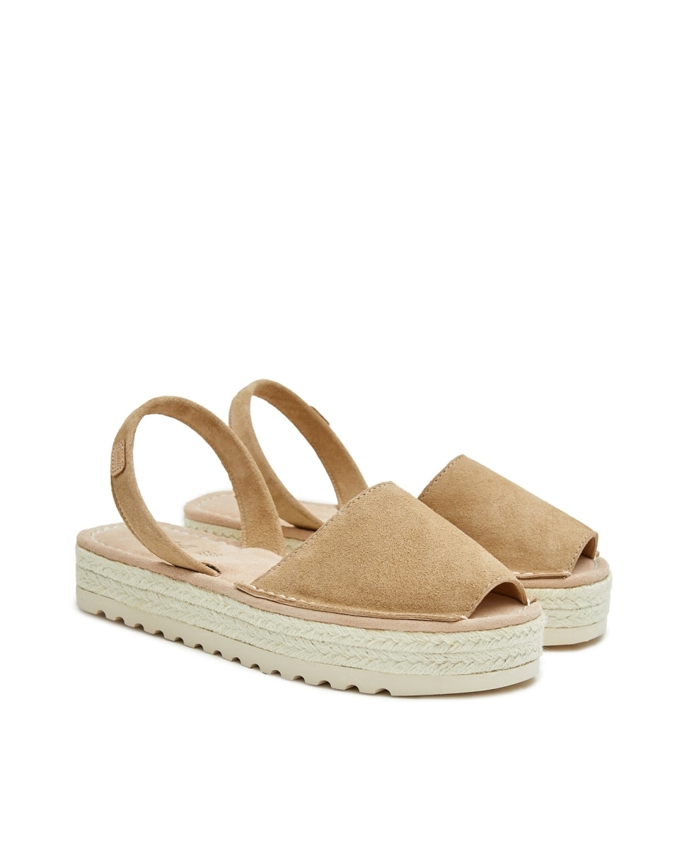 Menorquinas de mujer con plataforma y suela yute - CASTELL MENORCA - Camel Camel-3