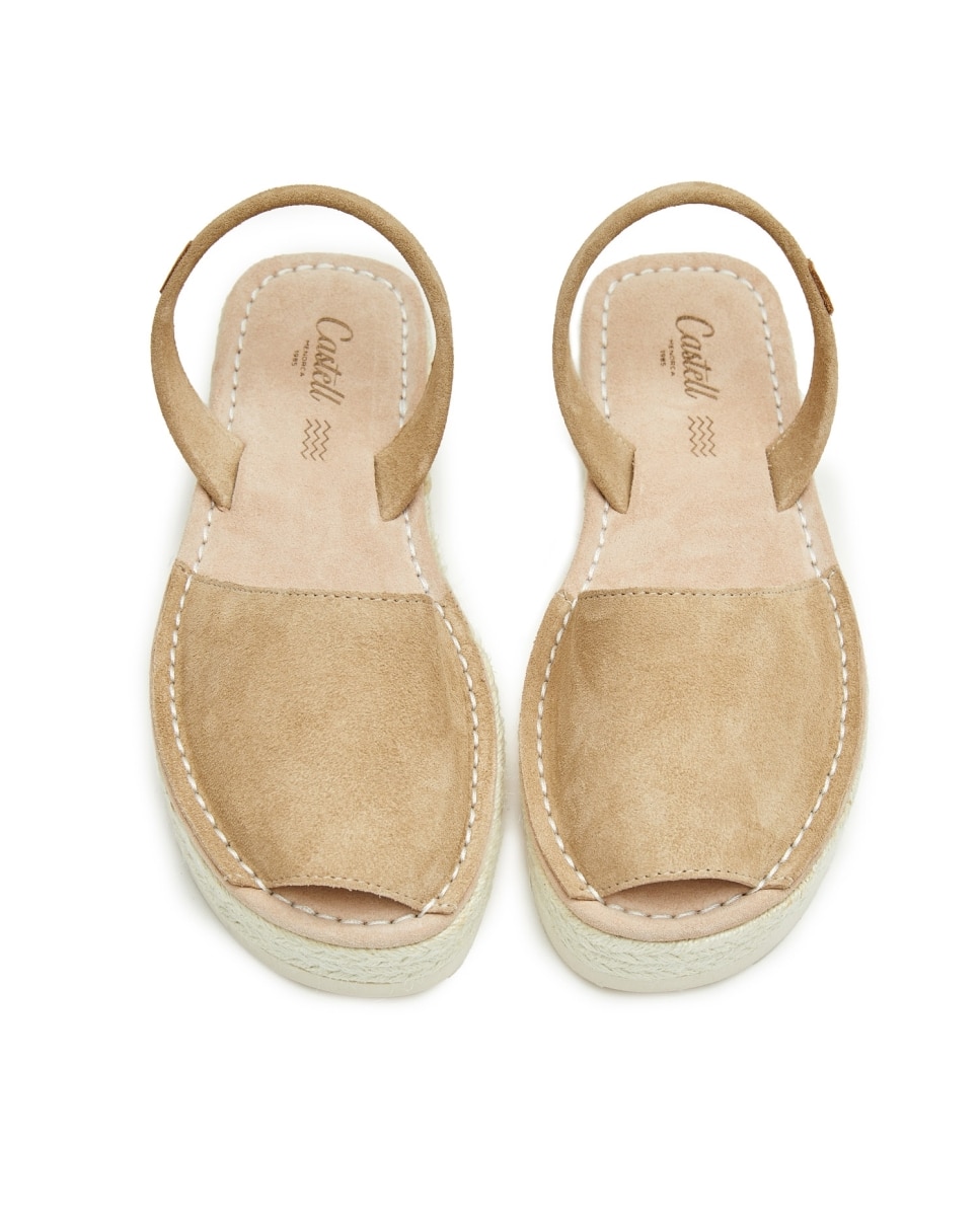 Menorquinas de mujer con plataforma y suela yute - CASTELL MENORCA - Camel Camel-2