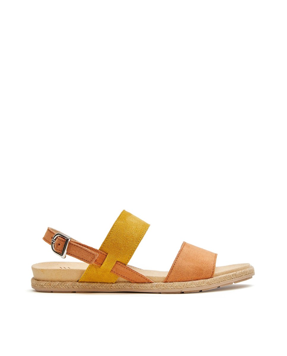 Sandalias de mujer con piel a dos tonos - CASTELL MENORCA - Amarillo Amarillo-1