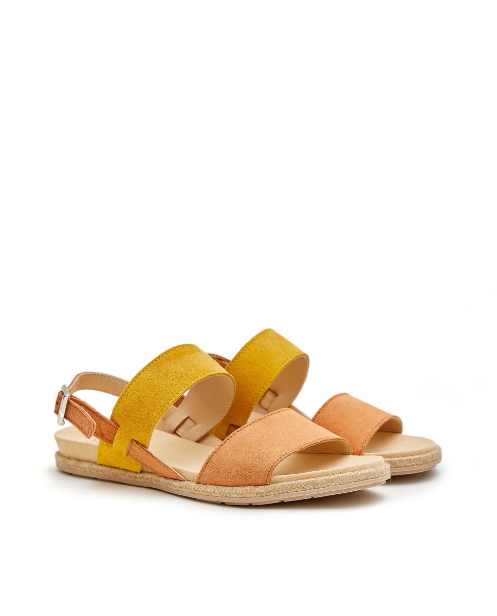 Sandalias de mujer con piel a dos tonos - CASTELL MENORCA - Amarillo Amarillo-3