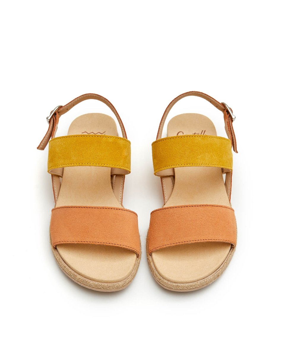 Sandalias de mujer con piel a dos tonos - CASTELL MENORCA - Amarillo Amarillo-2