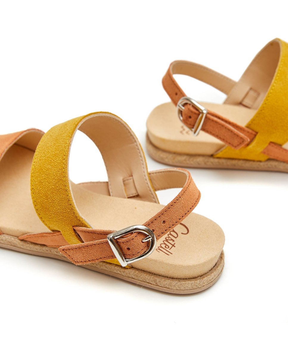 Sandalias de mujer con piel a dos tonos - CASTELL MENORCA - Amarillo Amarillo-4