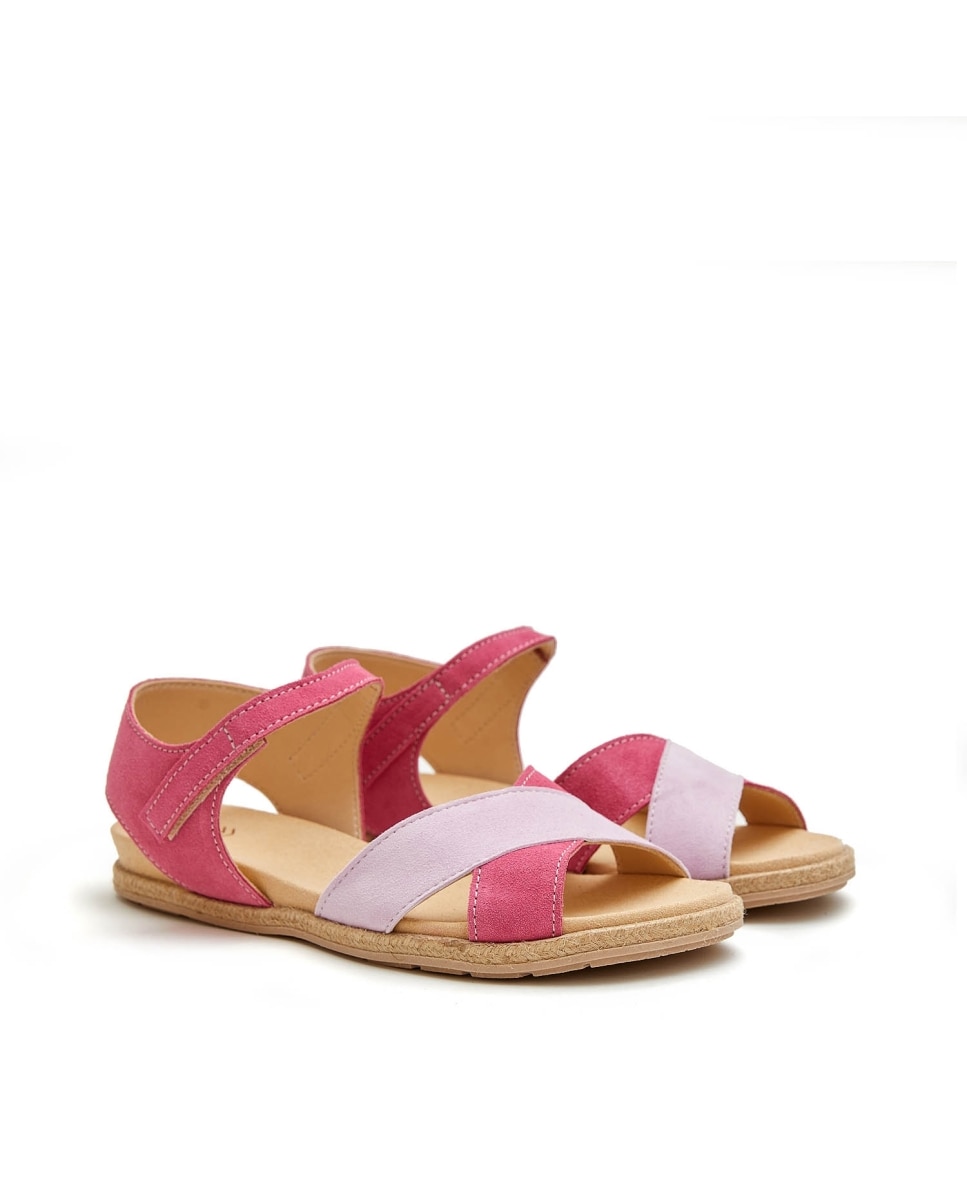 Sandalias de mujer con tiras cruzadas - CASTELL MENORCA - Rosa claro Rosa claro-2