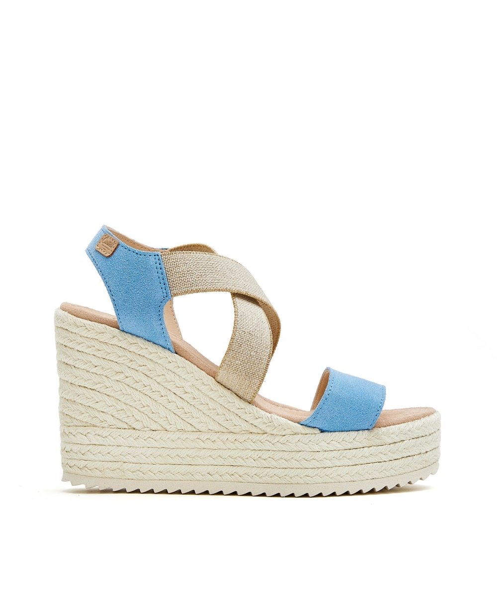 Sandalias de cuña con elástico cruzado - CASTELL MENORCA - Azul claro Azul claro-1