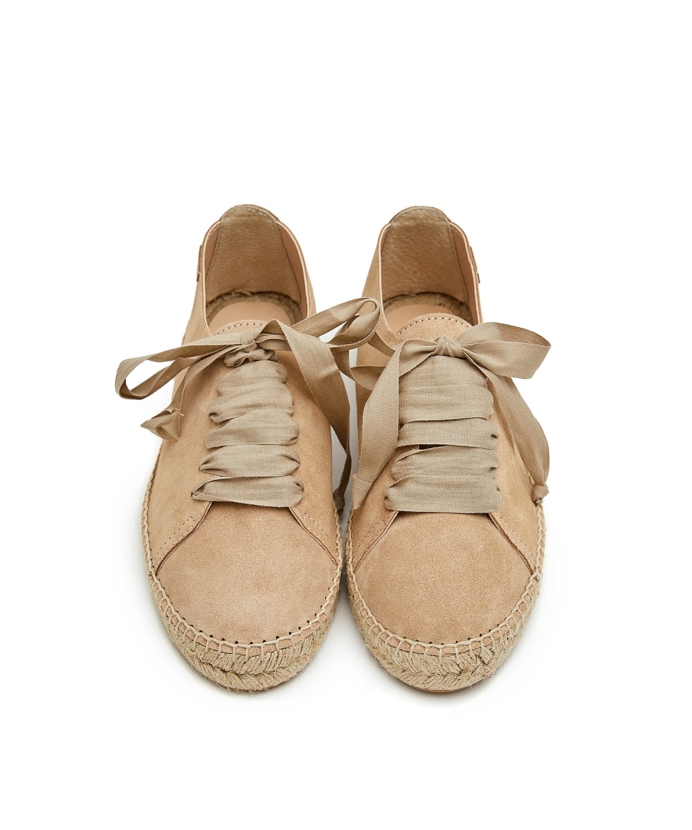 Alpargata plana de mujer marrón claro con cordones - CASTELL MENORCA - Marrón claro Marrón claro-3