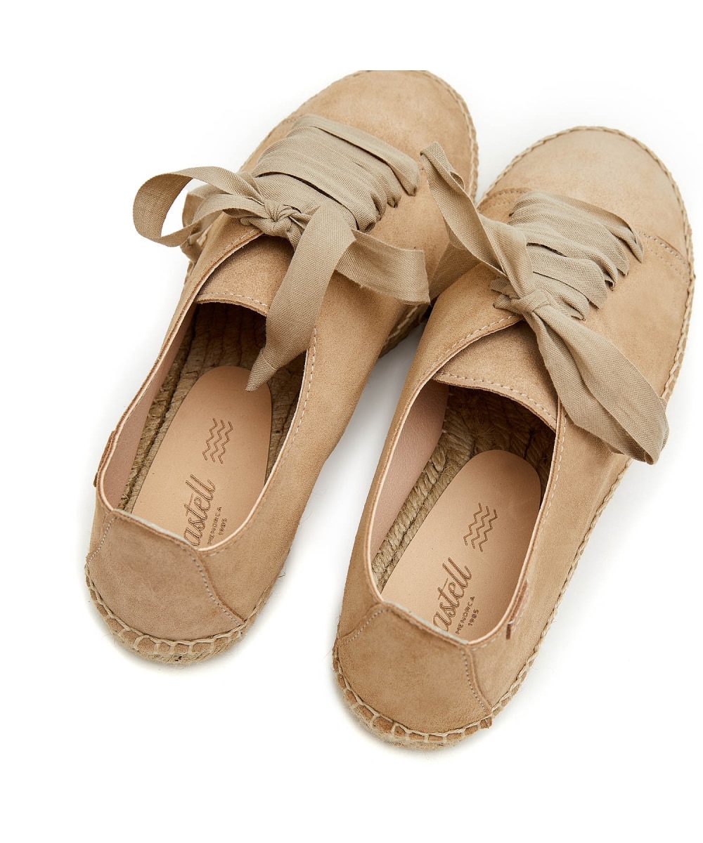 Alpargata plana de mujer marrón claro con cordones - CASTELL MENORCA - Marrón claro Marrón claro-5