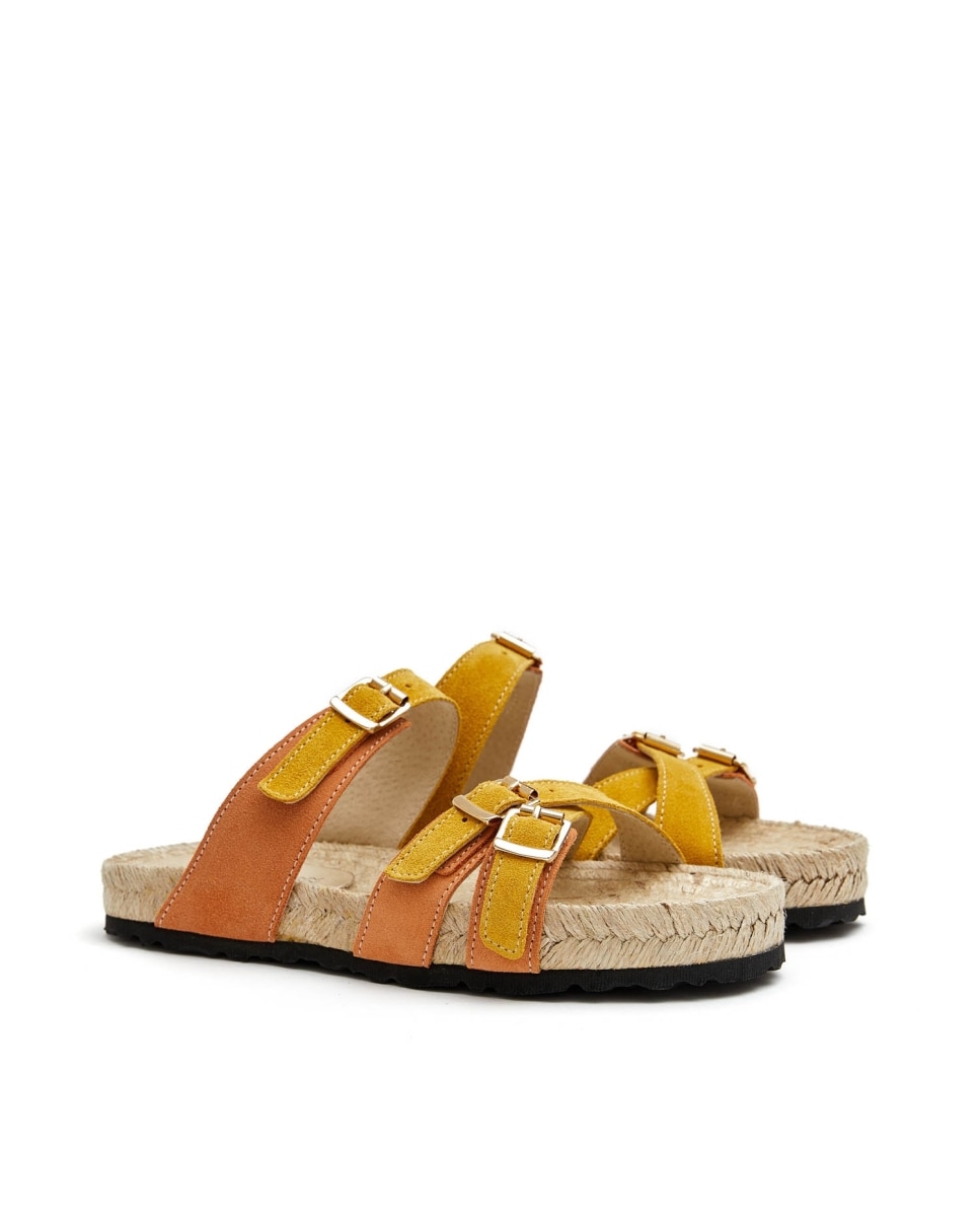 Sandalias de tiras de mujer de serraje - CASTELL MENORCA - Naranja Naranja-3