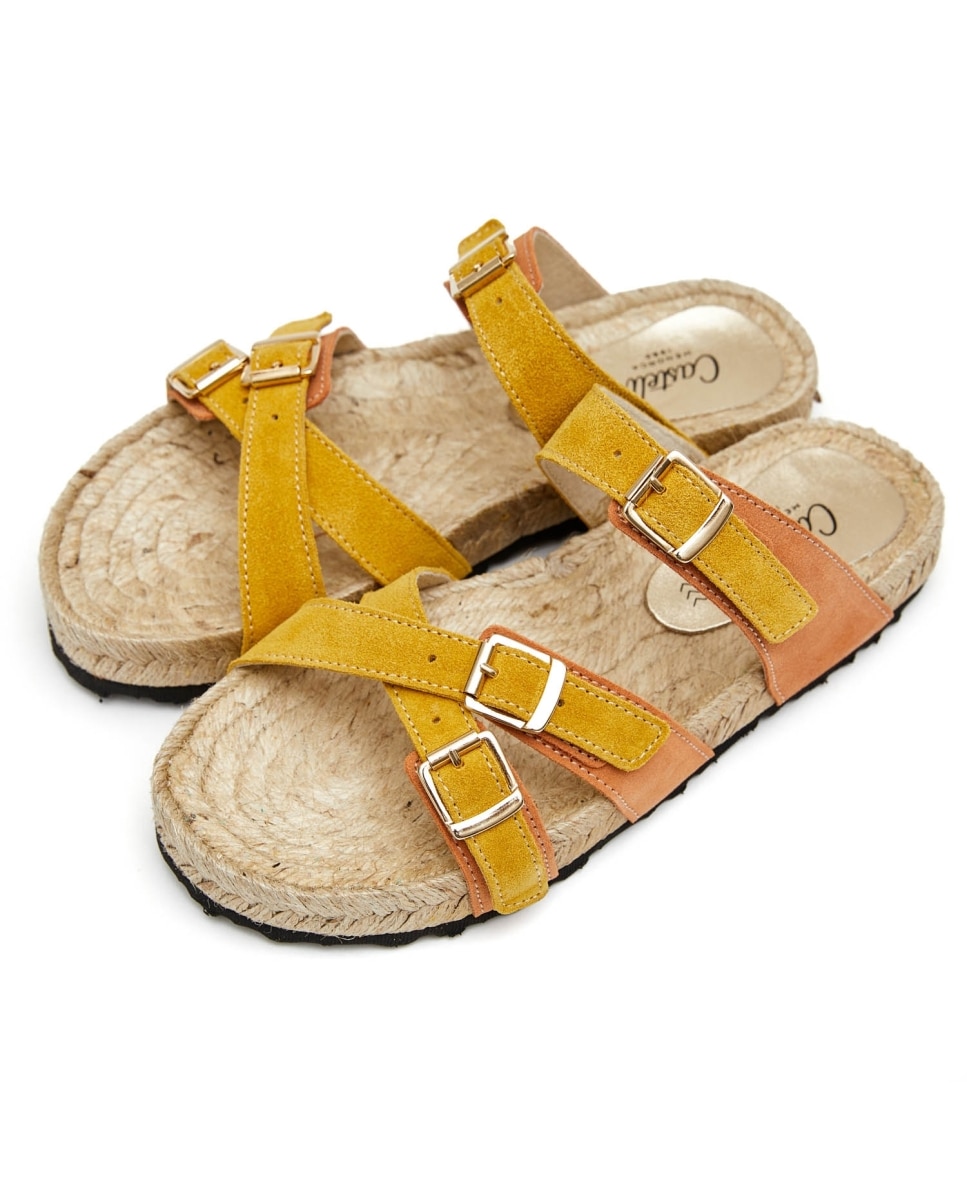 Sandalias de tiras de mujer de serraje - CASTELL MENORCA - Naranja Naranja-4