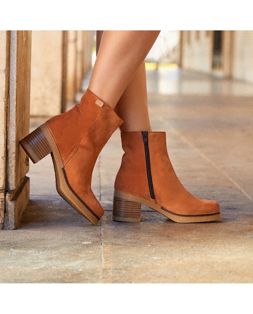 Botines básicos de mujer de piel - CASTELL MENORCA - Teja Teja-2