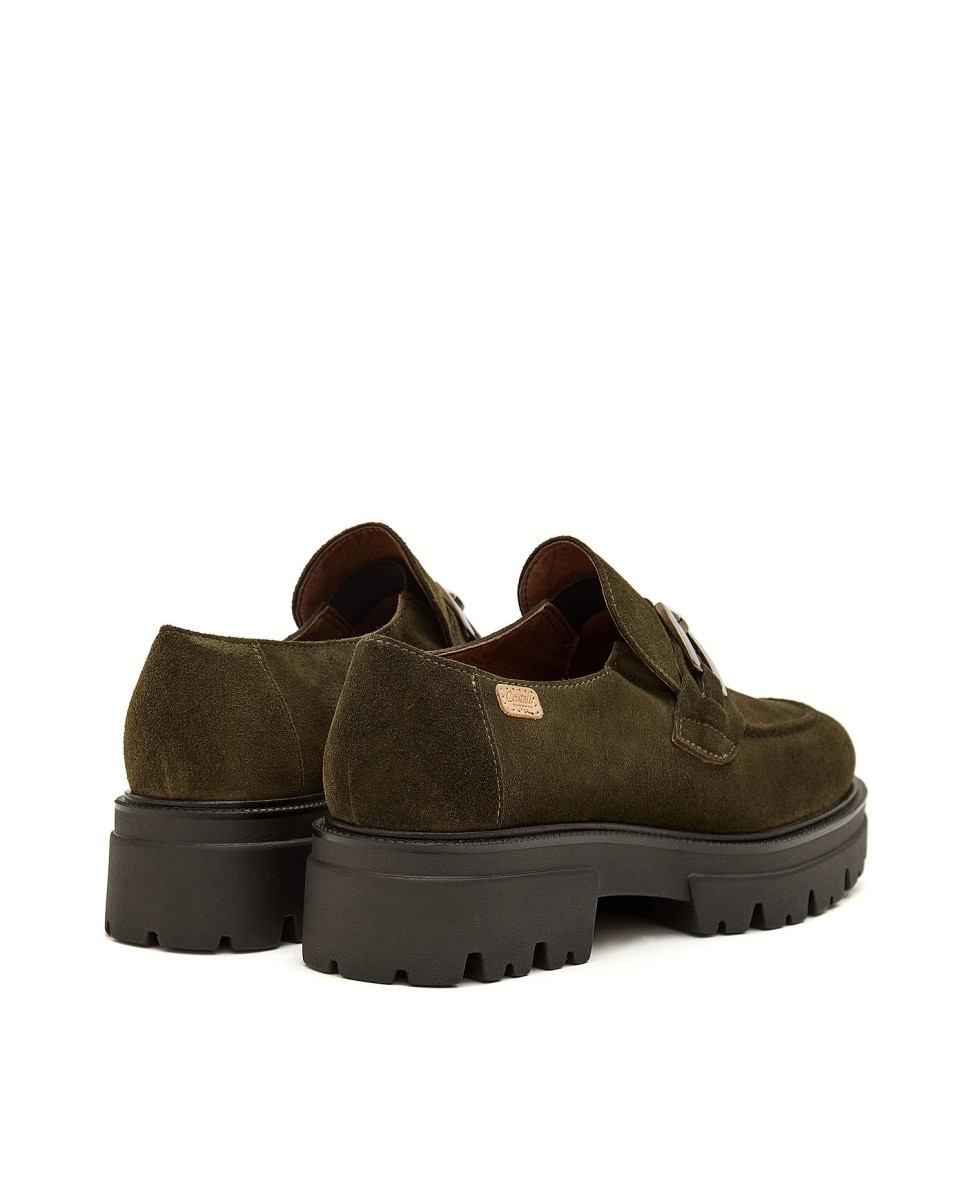 Mocasines de mujer de serraje - CASTELL MENORCA - Verde Oliva Verde Oliva-3