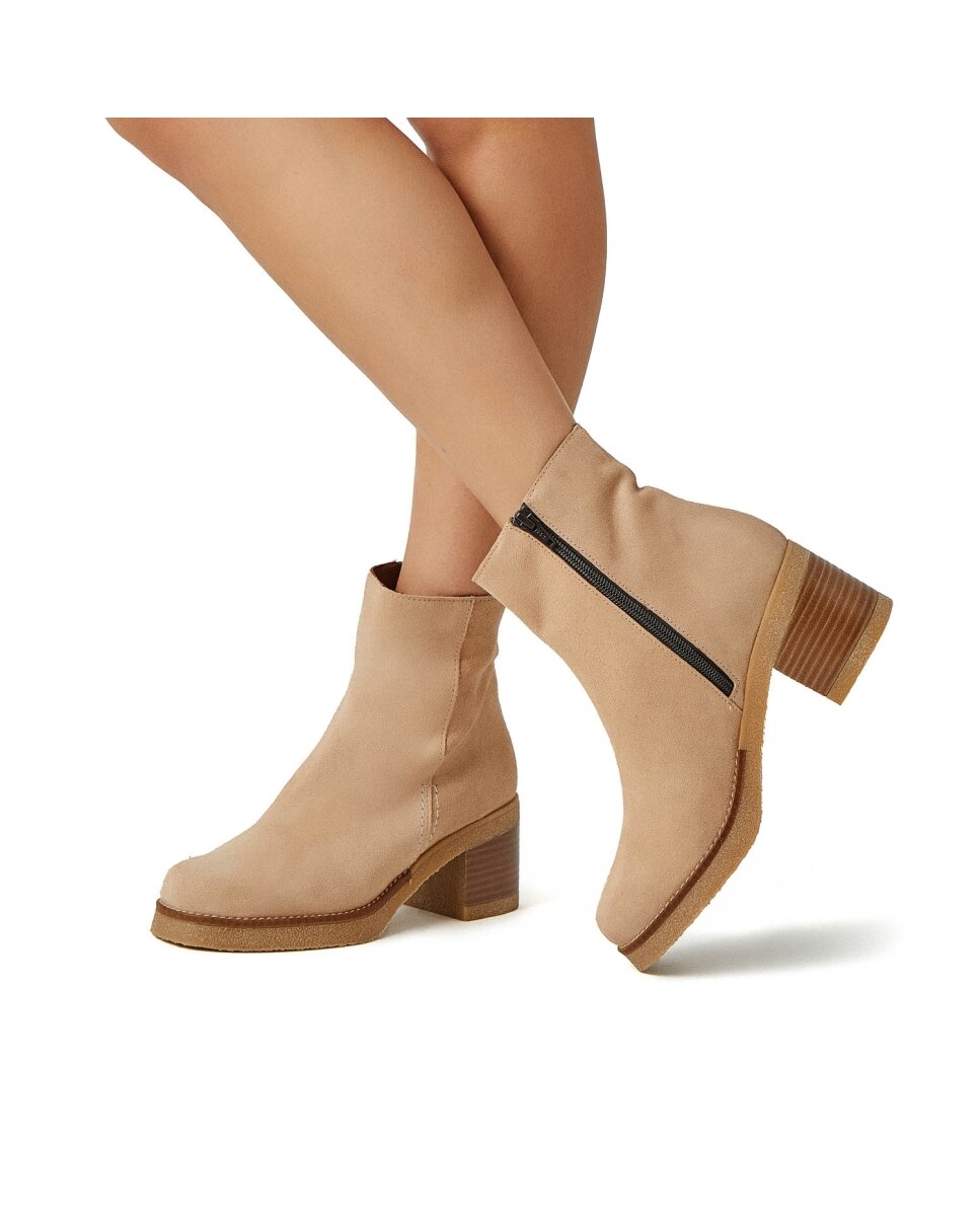 Botines básicos de mujer de piel - CASTELL MENORCA - Beige Beige-4
