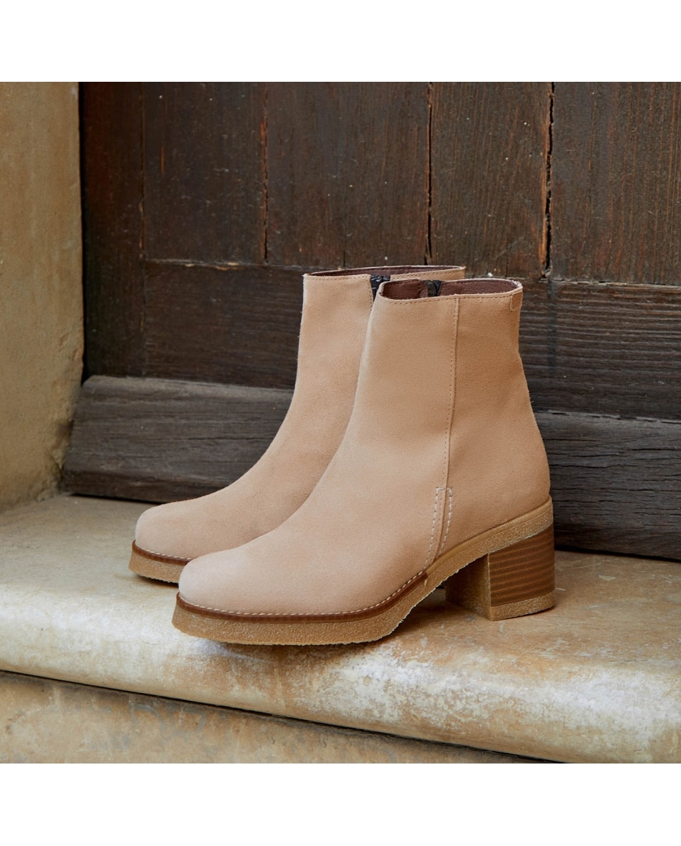 Botines básicos de mujer de piel - CASTELL MENORCA - Beige Beige-5